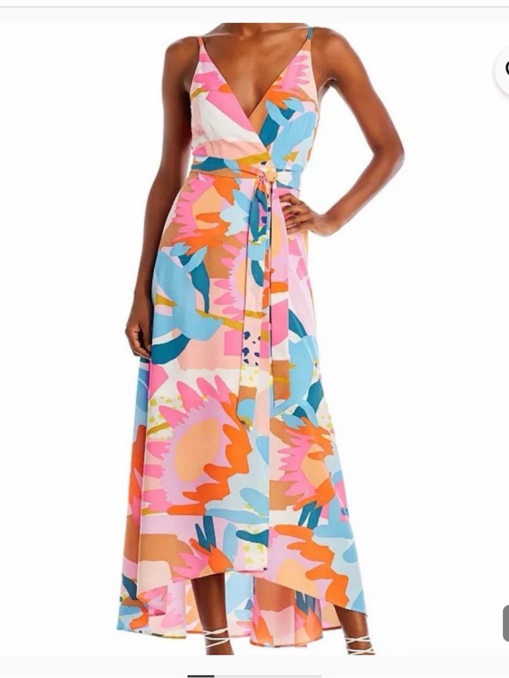 Aqua Brand Vibrant Floral Wrap Maxi Dress - Pink Multi